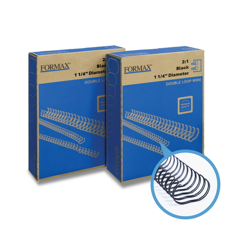 Formax ReadyWire Black Double-Loop, Letter Size, Pitch - 3:1 (1/4″ to 1/2″) & 2:1 (1/4″ to 1-1/4″) Binding Wire