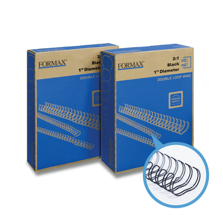 Formax ReadyWire Black Double-Loop, Letter Size, Pitch - 3:1 (1/4″ to 1/2″) & 2:1 (1/4″ to 1-1/4″) Binding Wire