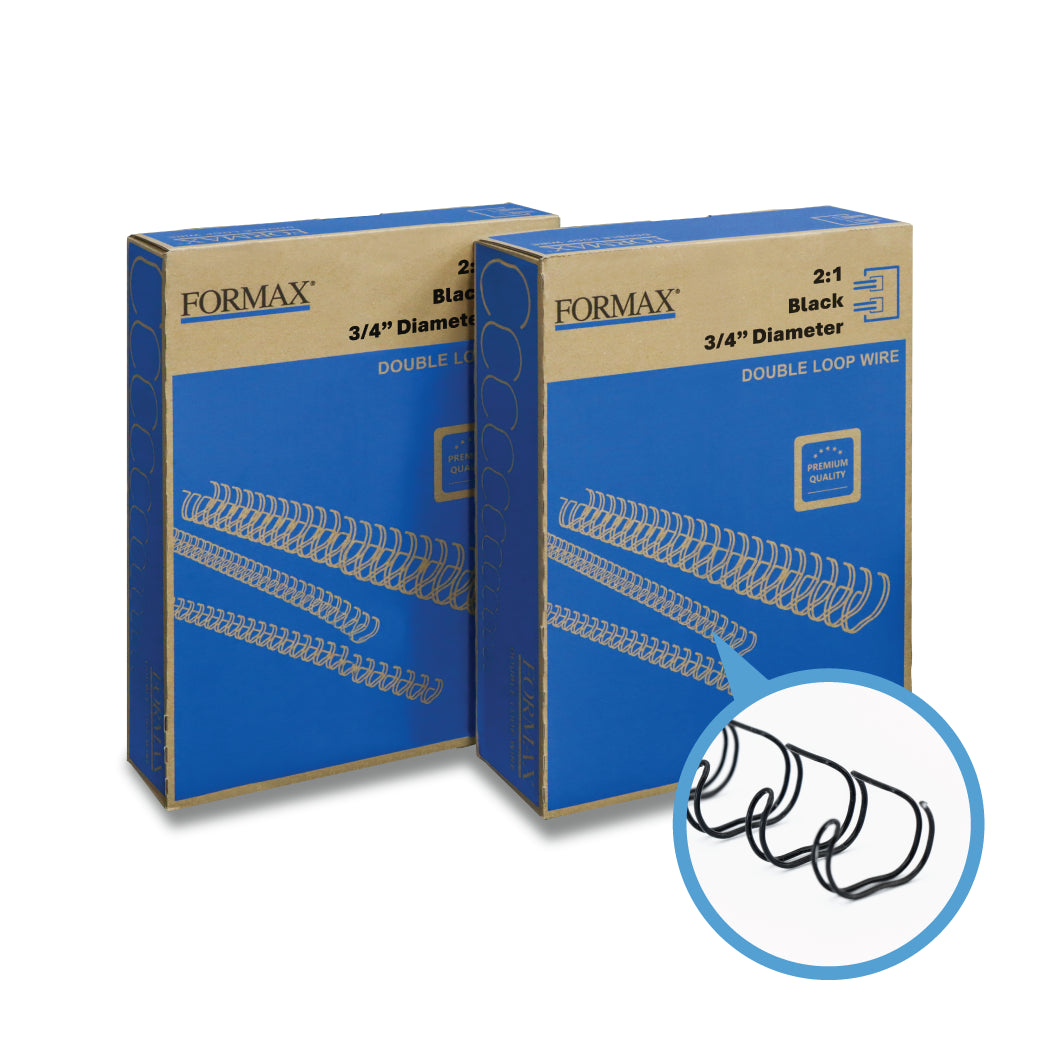 Formax ReadyWire Black Double-Loop, Letter Size, Pitch - 3:1 (1/4″ to 1/2″) & 2:1 (1/4″ to 1-1/4″) Binding Wire