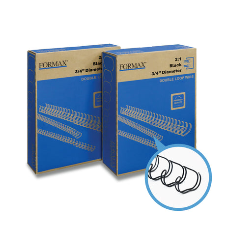 Formax ReadyWire Black Double-Loop, Letter Size, Pitch - 3:1 (1/4″ to 1/2″) & 2:1 (1/4″ to 1-1/4″) Binding Wire