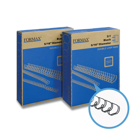 Formax ReadyWire Black Double-Loop, Letter Size, Pitch - 3:1 (1/4″ to 1/2″) & 2:1 (1/4″ to 1-1/4″) Binding Wire