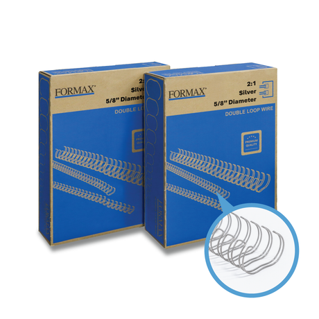 Formax ReadyWire Silver Double-Loop, Letter Size, Pitch - 3:1 (1/4″ to 1/2″) & 2:1 (1/4″ to 1-1/4″) Binding Wire