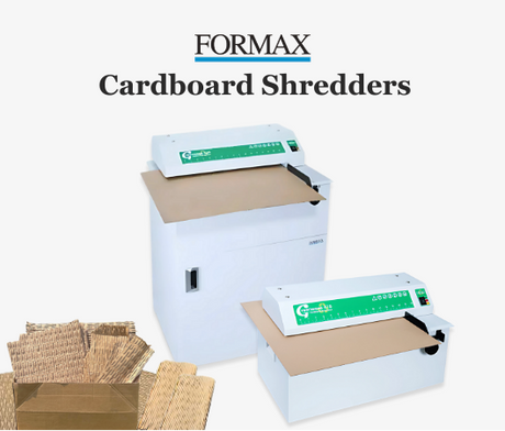 Formax cardboard shredders with boxes on a white background